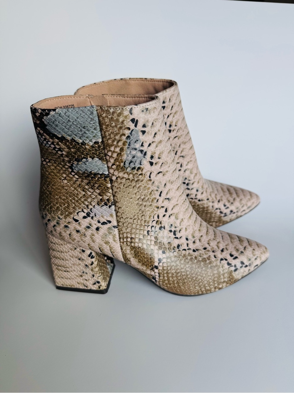 Journee Collection Snake-Print Pointed Ankle Booties - Beige & Taupe